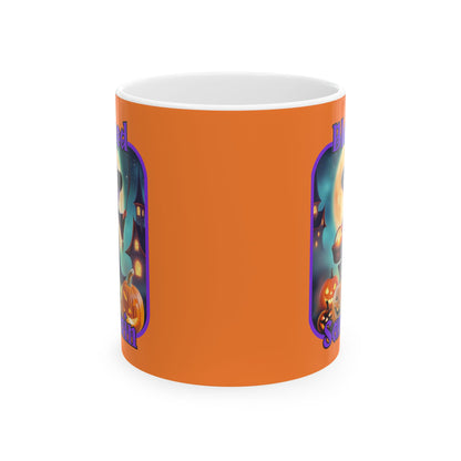 Blessed Samhain Little Witch PRfont Orange Mug by cypherpunkgear