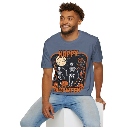 Spooktacular Skeletons of Halloween Dark colors Unisex T-shirt by CreepyCrafts.boo