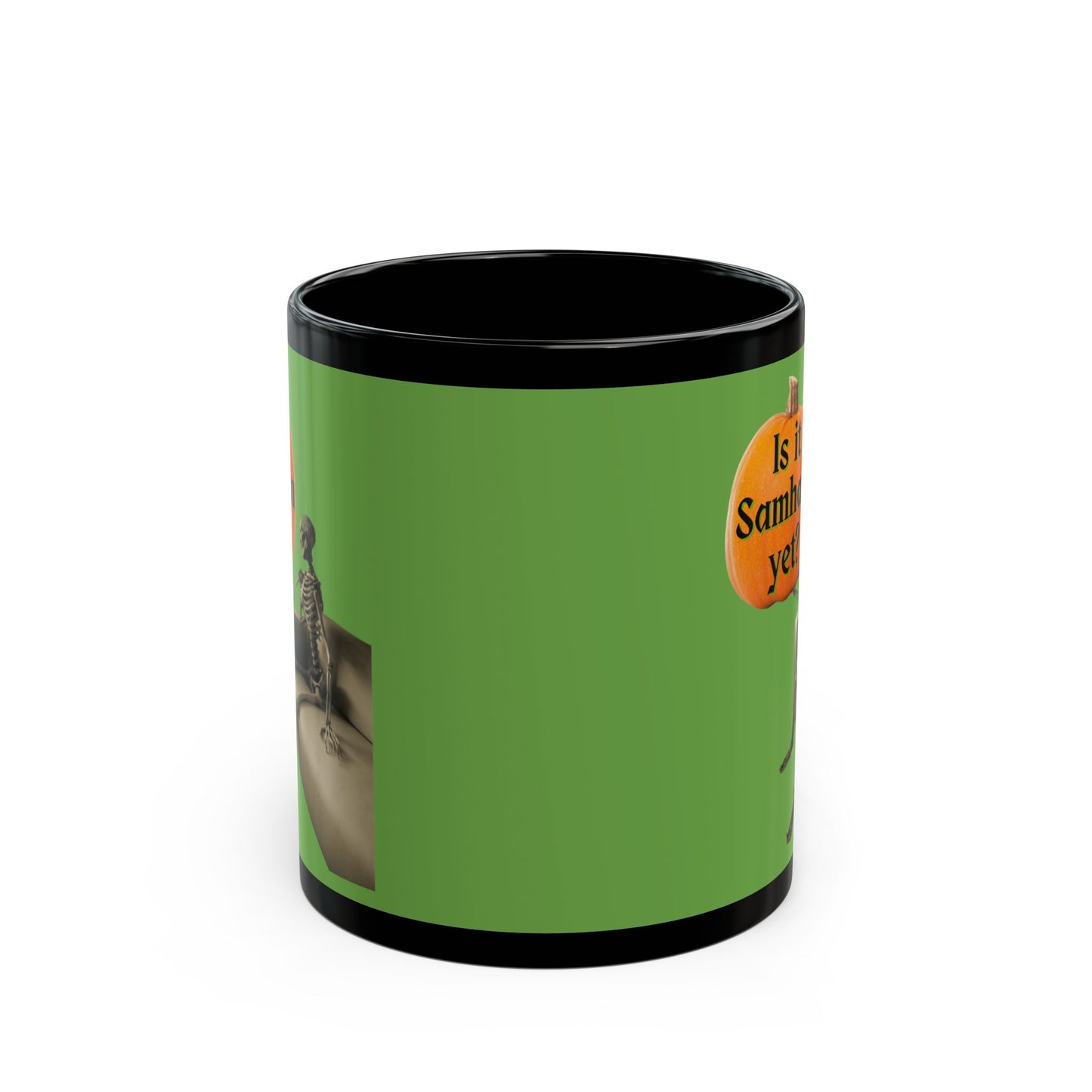 Is it Samhain yet? Skeleton's Pumpkin Green Mug by CreepyCrafts.boo