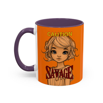 Caution, Savage Orange Accent Mug by cypherpunkgear.com