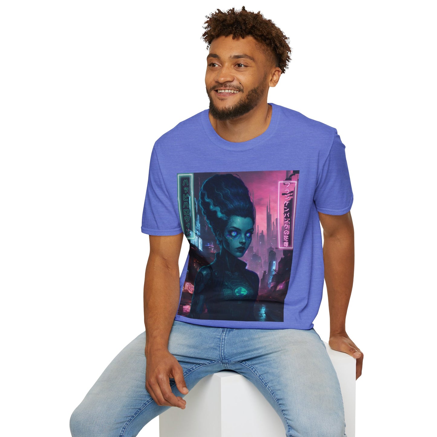 Neon Bride of Frankenstein Light colors Unisex T-Shirt by CreepyCrafts.boo