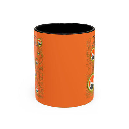 Monero (XMR) don't assume your freedoms are assured Orange Accent Mug by cypherpunkgear.com