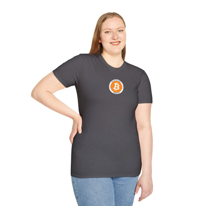 2-sided, Bitcoin (BTC) Decentralized Freedom Dark colors Unisex T-Shirt by cypherpunkgear.com