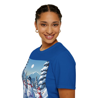 Snowman Family of 3 Dark colors Unisex T-Shirt by cypherpunkgear.com