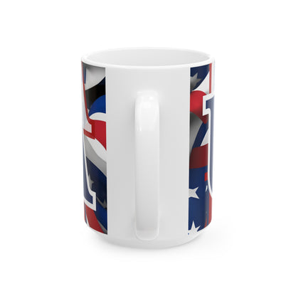 ¡EE.UU! ¡EE.UU! ¡EE.UU! ¡Patriota por cypherpunkgear! Taza de cerámica, (11 oz, 15 oz)