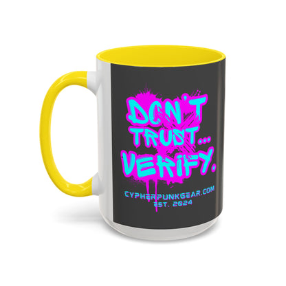 Don't Trust...Verify. Grey Accent Mug by cypherpunkgear.com