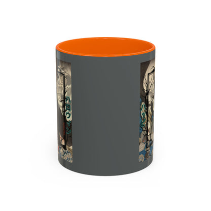 Yōkai Happy Halloween Grey Accent Mug by CreepyCrafts.boo