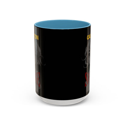 Caution, Savage Black Accent Mug by cypherpunkgear.com