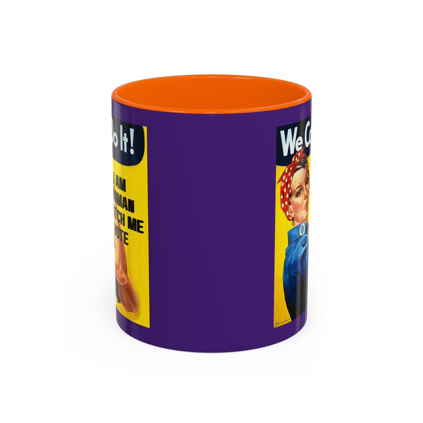 I Am Woman Watch Me Vote Rosie Dark Purple Accent Mug by cypherpunkgear.com