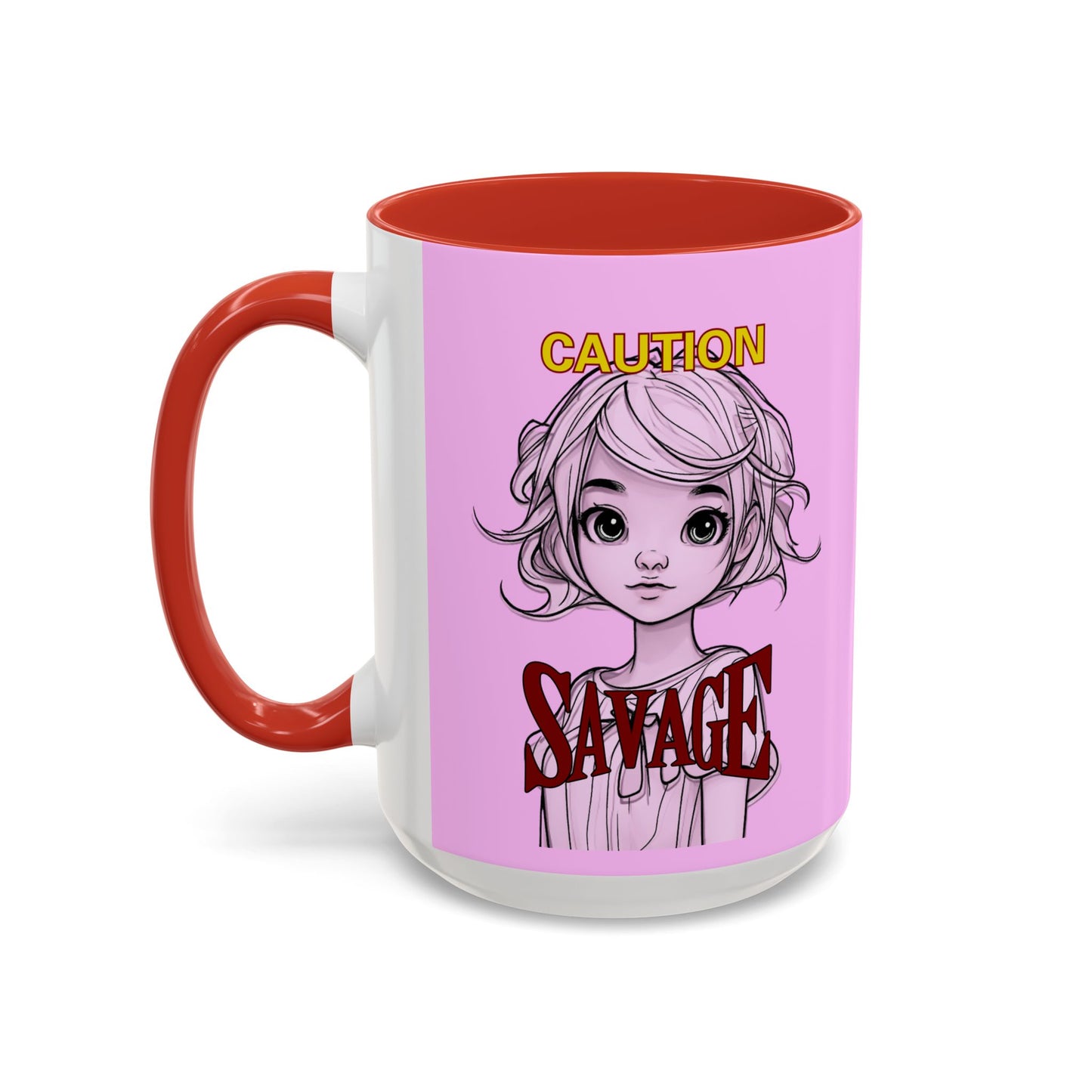 Caution, Savage Pink Accent Mug by cypherpunkgear.com