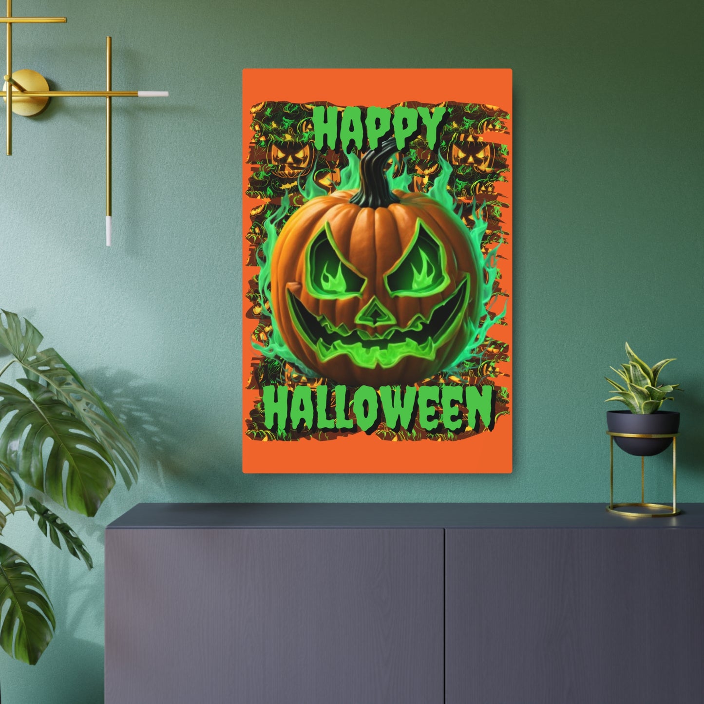 Happy Halloween Green Jack Metal Art Sign by cypherpunkgear