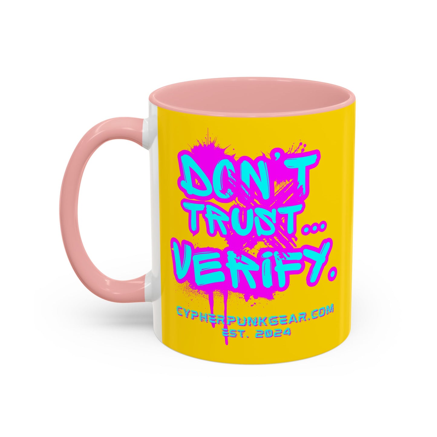 Don't Trust...Verify. Yellow Accent Mug by cypherpunkgear.com