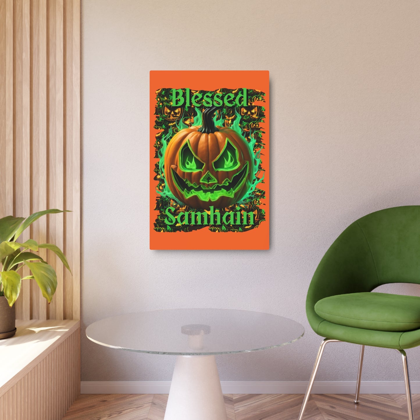 Blessed Samhain Green Jack Metal Art Sign by CreepyCrafts.boo