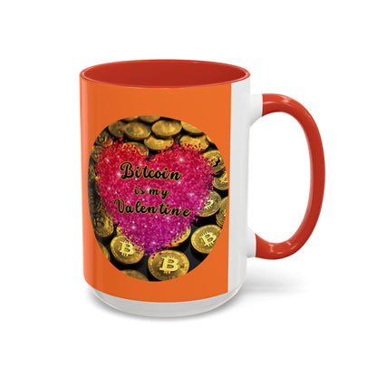 Bitcoin is My Valentine Orange Accent Mug by cypherpunkgear.com