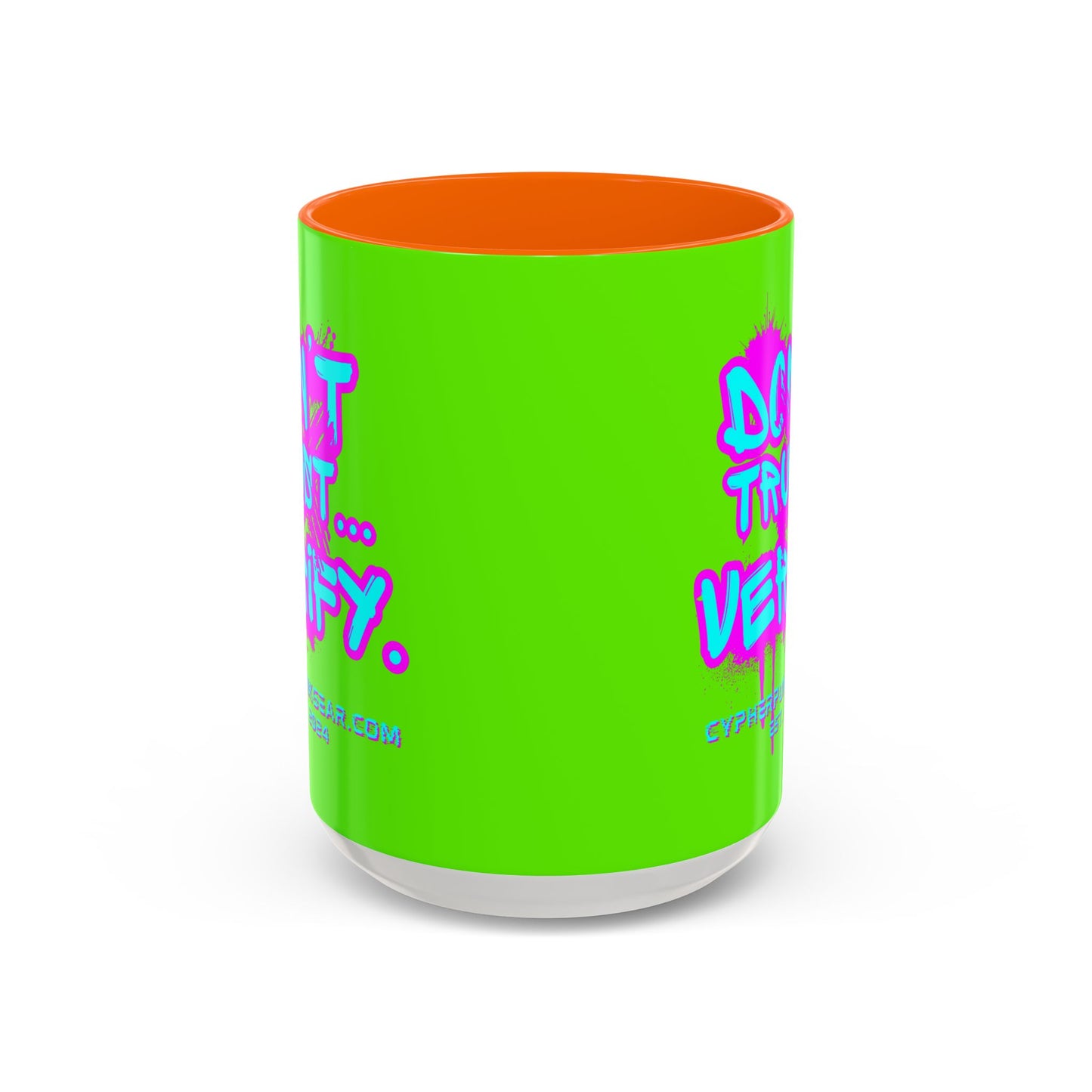 Don't Trust...Verify. Green Accent Mug by cypherpunkgear.com