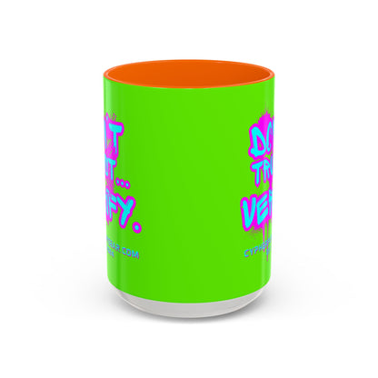 Don't Trust...Verify. Green Accent Mug by cypherpunkgear.com