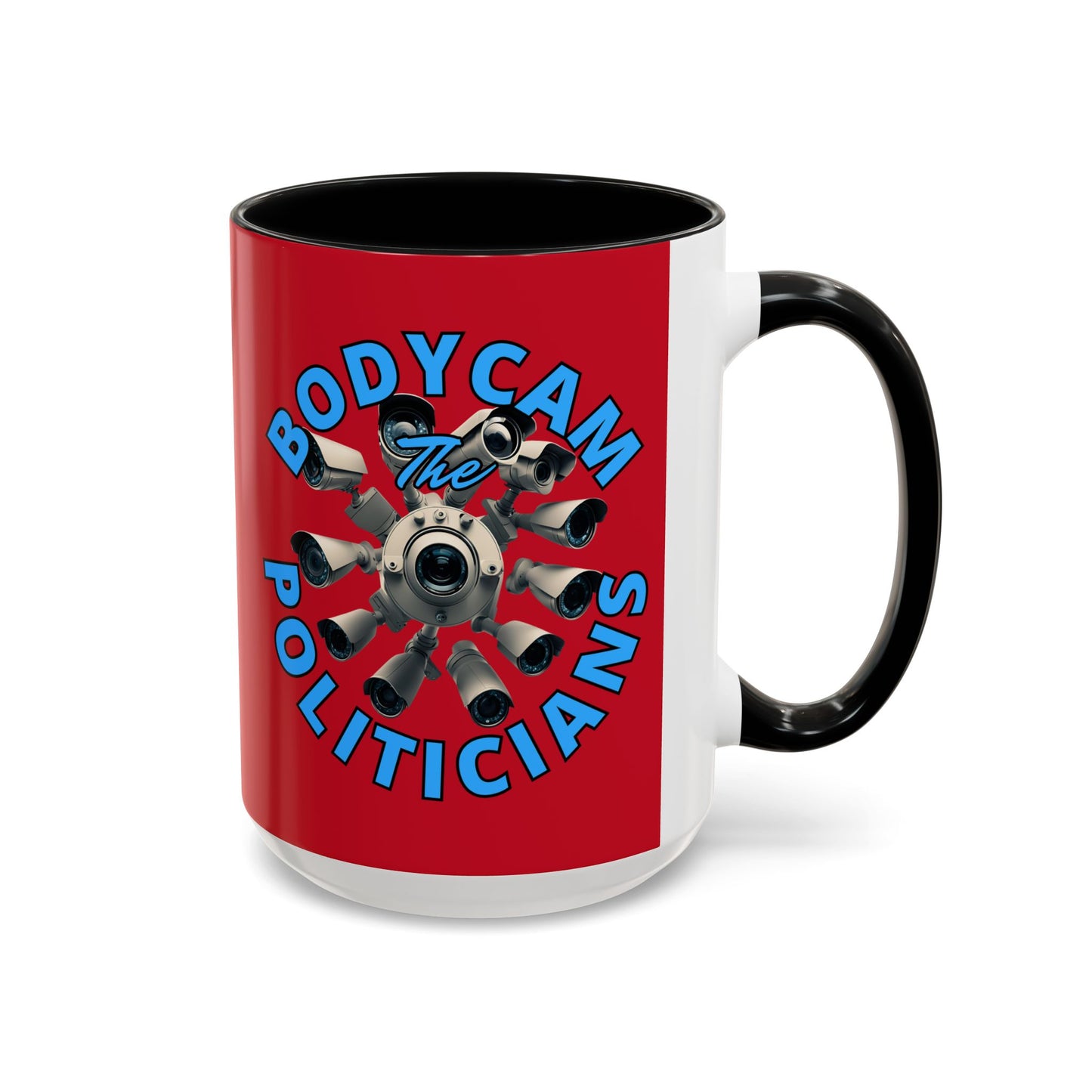 Bodycam the Politicians Cameras Red Accent Mug by cypherpunkgear.com