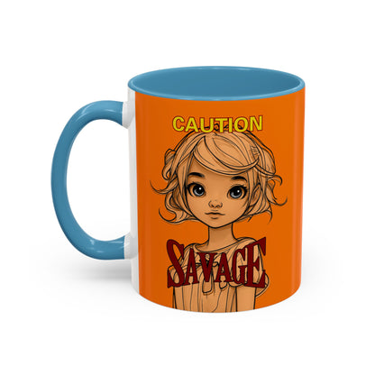 Caution, Savage Orange Accent Mug by cypherpunkgear.com