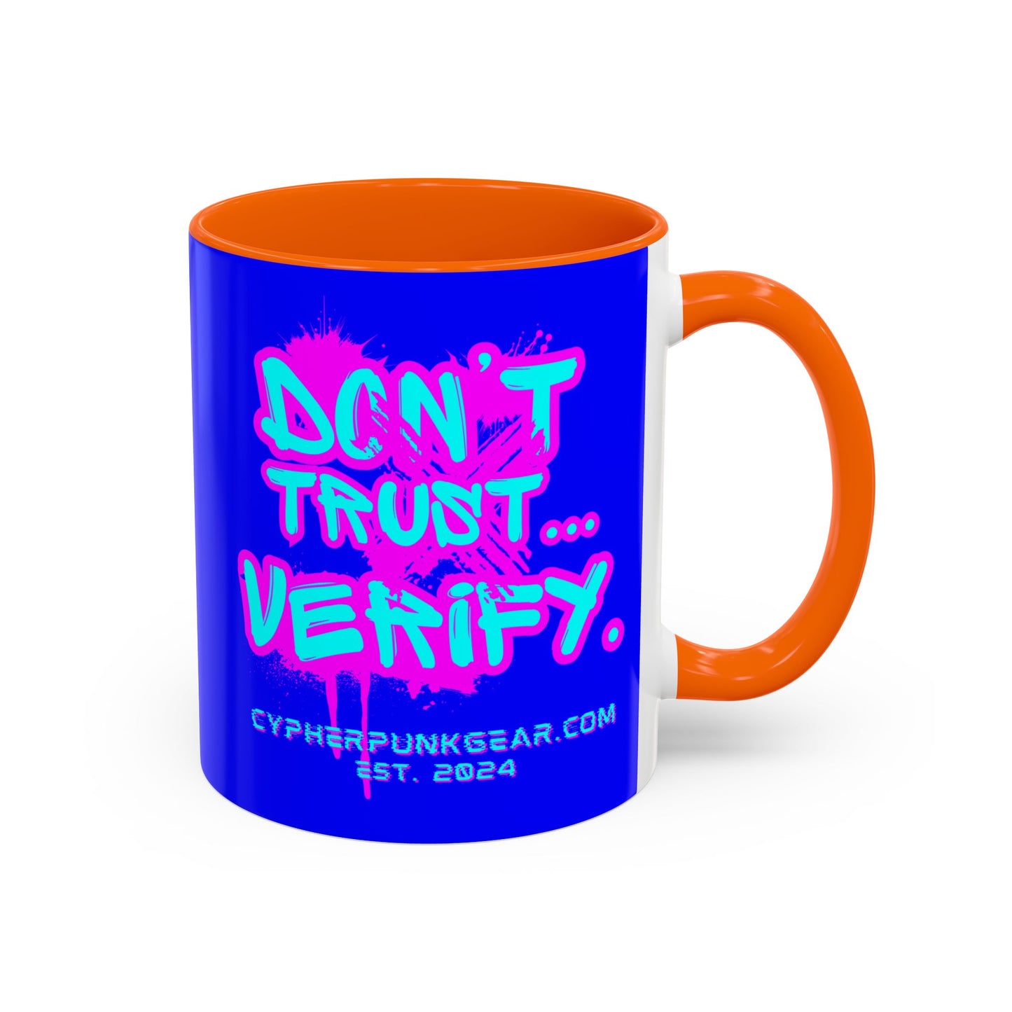 Don't Trust...Verify. Dark Blue Accent Mug by cypherpunkgear.com