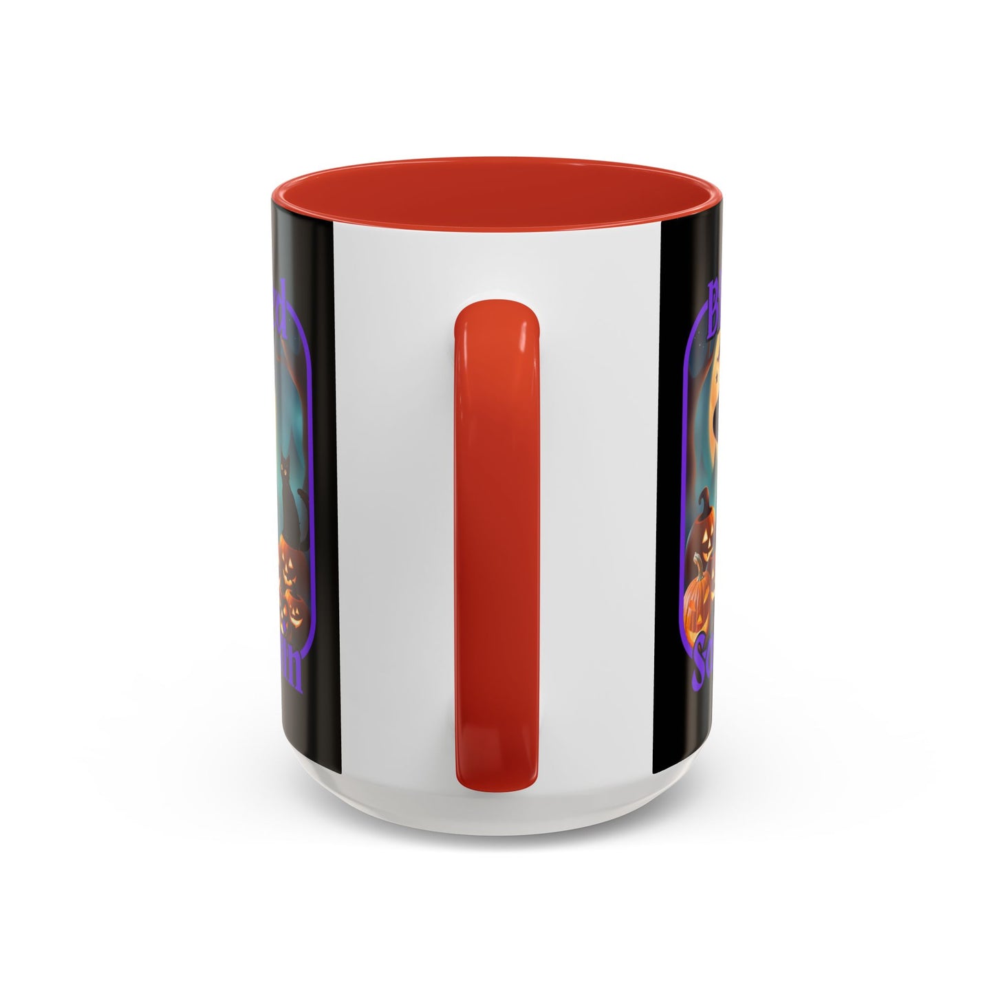 Blessed Samhain Cute Witch Purple font Black Accent Mug by CreepyCrafts.boo
