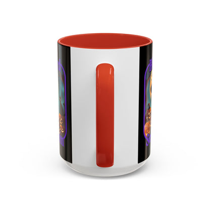 Blessed Samhain Cute Witch Purple font Black Accent Mug by CreepyCrafts.boo
