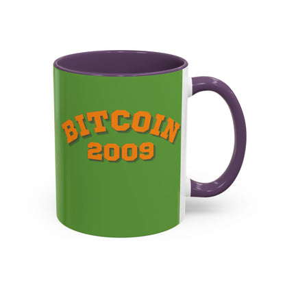 Bitcoin 2009 Green Accent Mug by cypherpunkgear.com