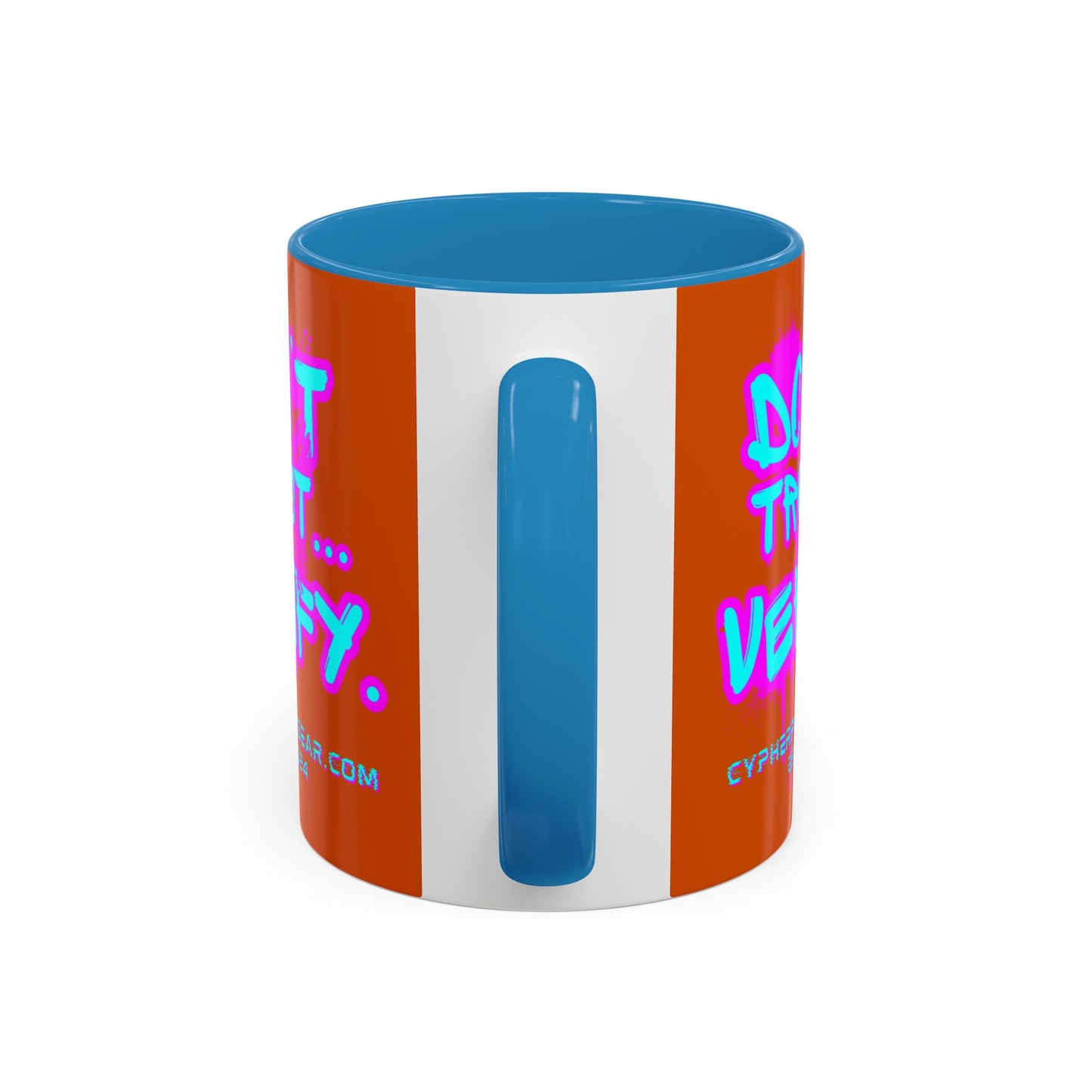 Don't Trust...Verify. Orange Accent Mug by cypherpunkgear.com