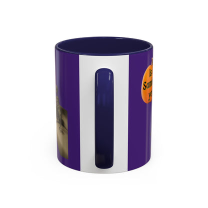 Is it Samhain yet? Skeleton's Pumpkin Purple Accent Mug by CreepyCrafts.boo
