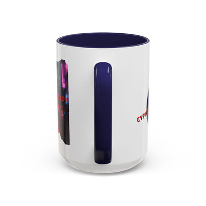 2-sided, cypherpunkgear.com Logo & Cityscape Accent Mug by cypherpunkgear.com