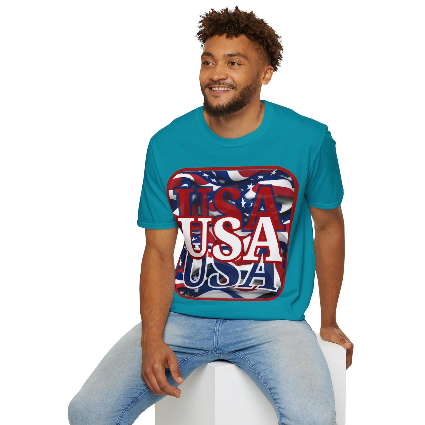 Red WHITE and Blue USA Patriot DKcolors Unisex T-Shirt by cypherpunkgear