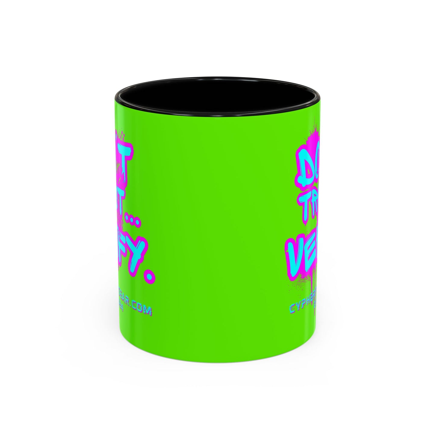 Don't Trust...Verify. Green Accent Mug by cypherpunkgear.com