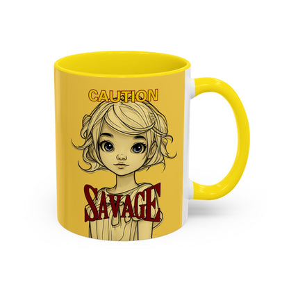 Caution, Savage Yellow Accent Mug by cypherpunkgear.com