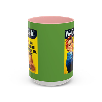 I Am Woman Watch Me Vote Rosie Green Accent Mug by cypherpunkgear.com