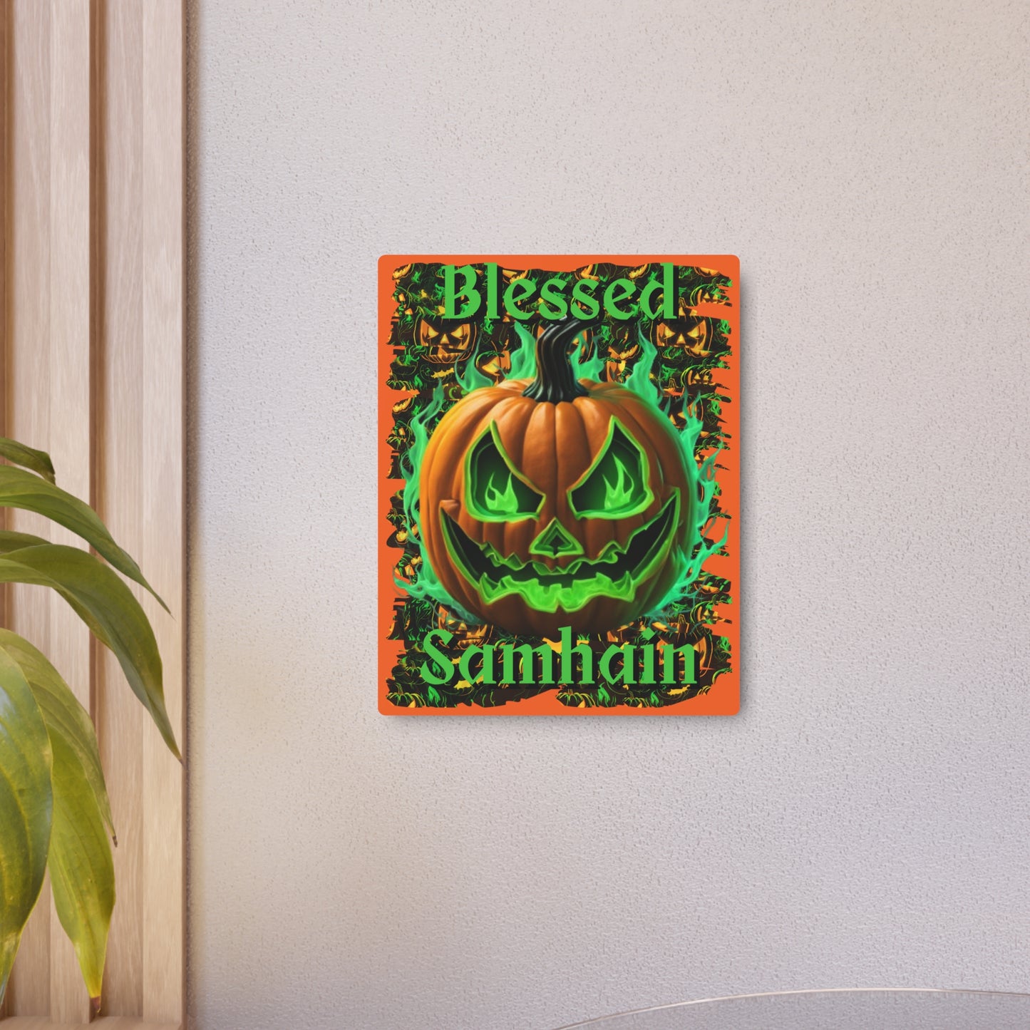 Blessed Samhain Green Jack Metal Art Sign by CreepyCrafts.boo