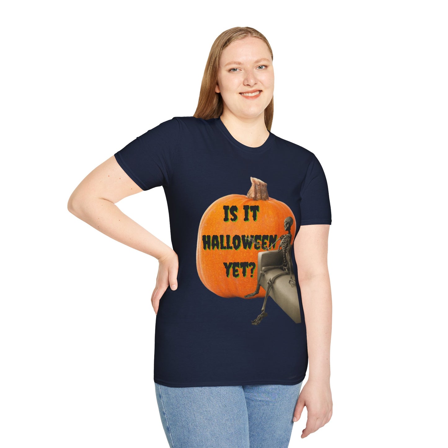 Is it Halloween yet? Skeleton's Giant Pumpkin Dark colors Unisex T-Shirt by CreepyCrafts.boo