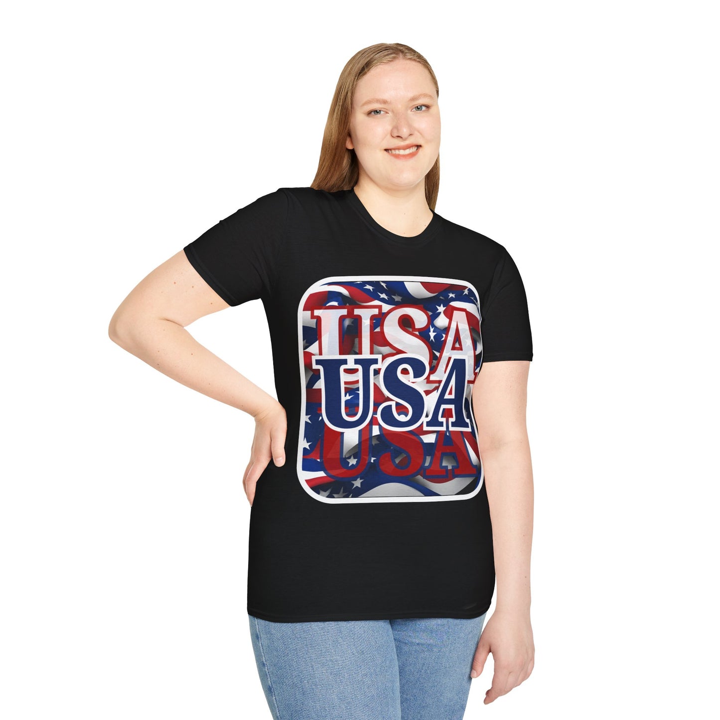 Red White and BLUE USA Patriot Dark colors Unisex T-Shirt by cypherpunkgear.com
