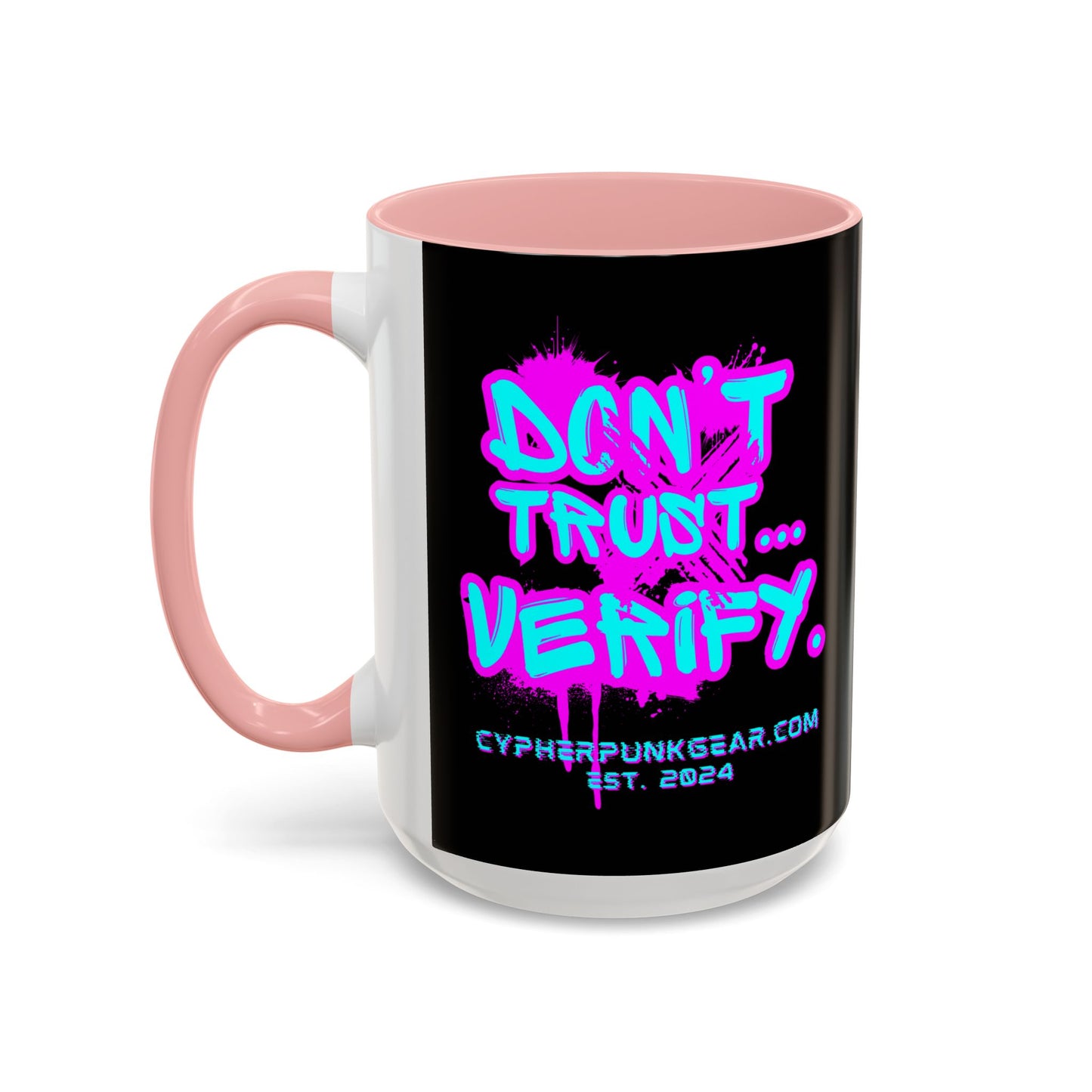 Don't Trust...Verify. Black Accent Mug by cypherpunkgear.com