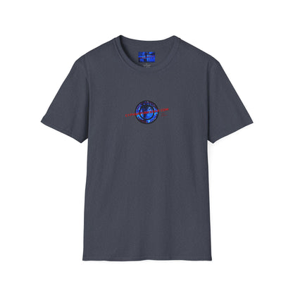 2-sided, cypherpunkgear.com Logo & Cityscape Dark colors Unisex T-Shirt by cypherpunkgear.com
