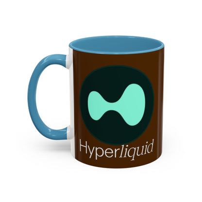 Hyperliquid White font Brown Accent Mug by cypherpunkgear.com