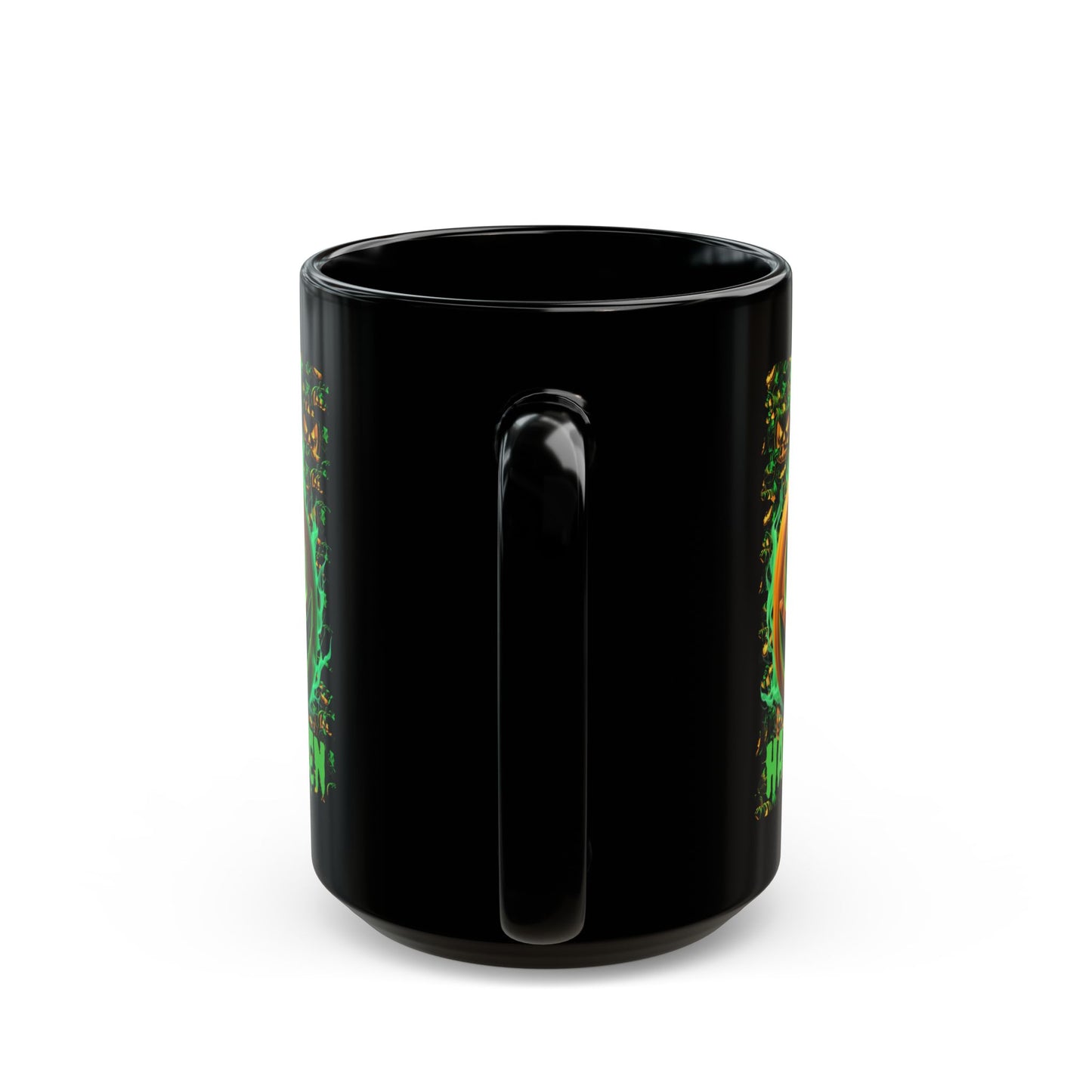 Happy Halloween Green Jack Black Mug by CreepyCrafts.boo