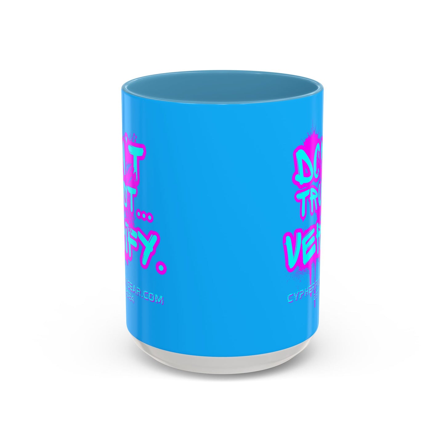 Don't Trust...Verify. Light Blue Accent Mug by cypherpunkgear.com
