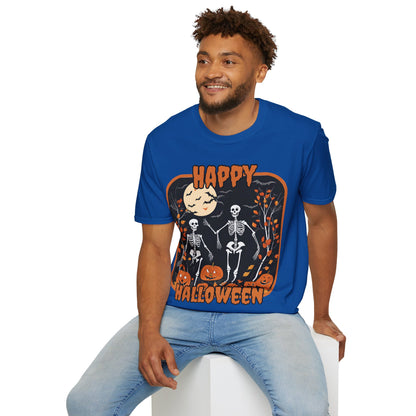 Spooktacular Skeletons of Halloween Dark colors Unisex T-shirt by CreepyCrafts.boo