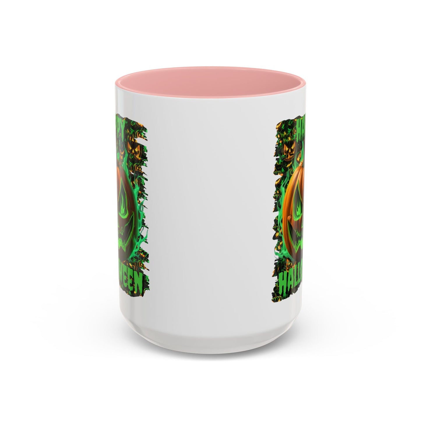 Happy Halloween Green Jack White Accent Mug by CreepyCrafts.boo