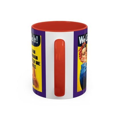 I Am Woman Watch Me Vote Rosie Purple Accent Mug by cypherpunkgear.com