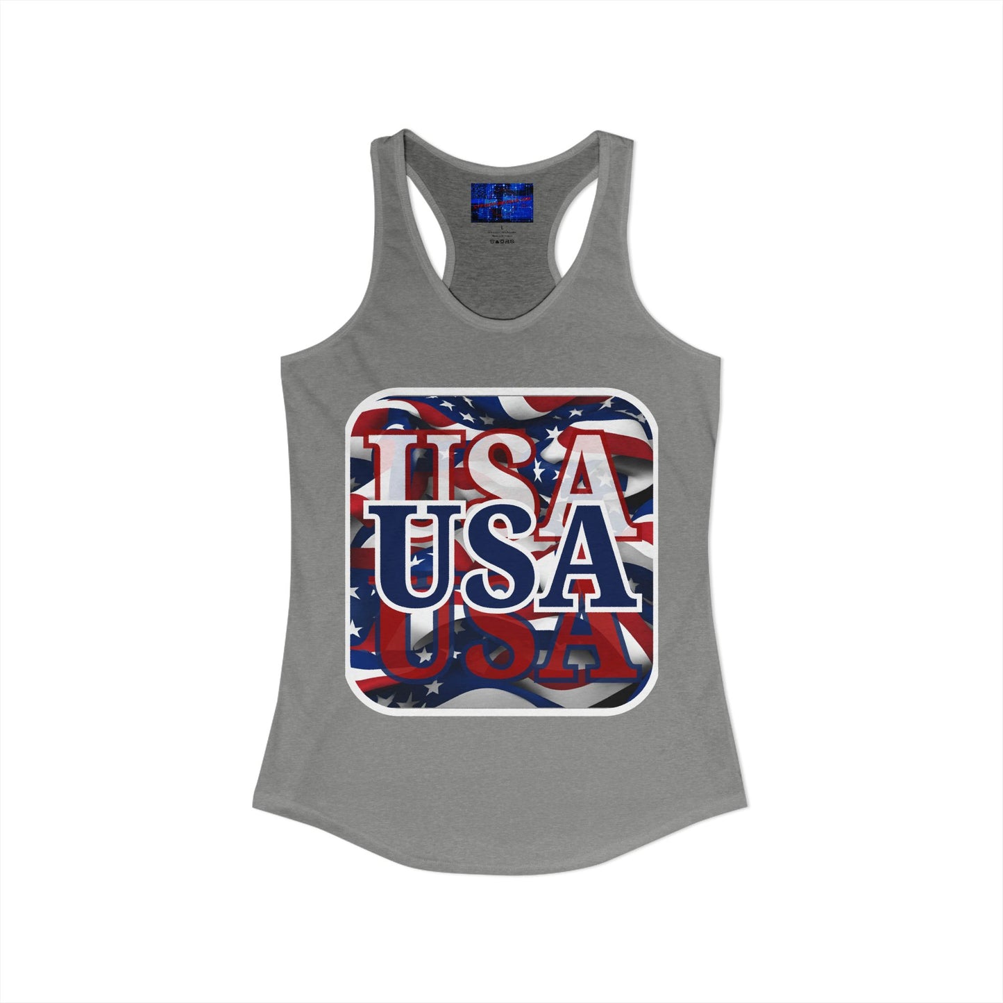Red White and BLUE USA Patriot Women's Racerback Tank Top by cypherpunkgear.com