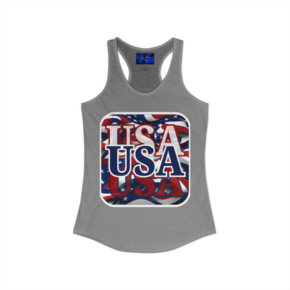 Red White and BLUE USA Patriot Women's Racerback Tank Top by cypherpunkgear.com