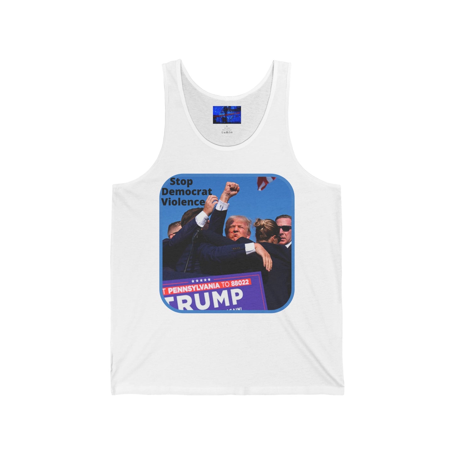 Stop Democrat Violence Unisex Jersey Tank Top by cypherpunkgear