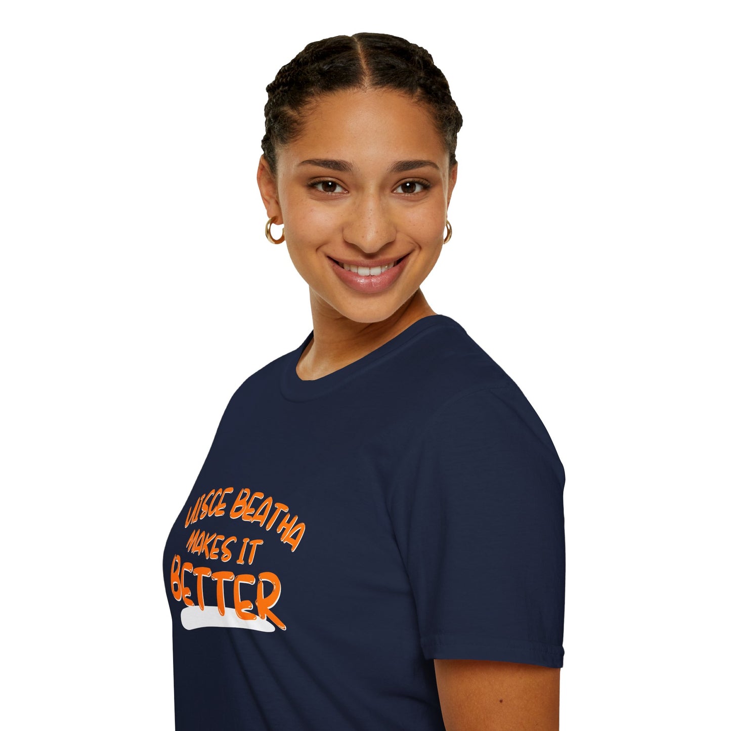 Uisce Beatha makes it better Orange font Dark colors Unisex T-Shirt by cypherpunkgear.com