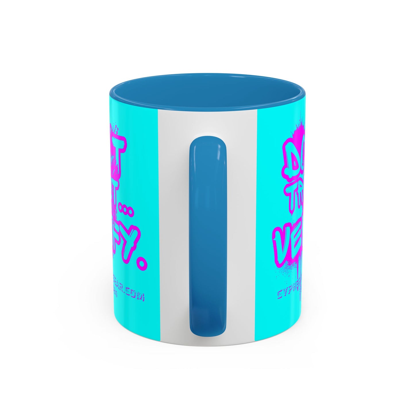 Don't Trust...Verify. Cyan Accent Mug by cypherpunkgear.com