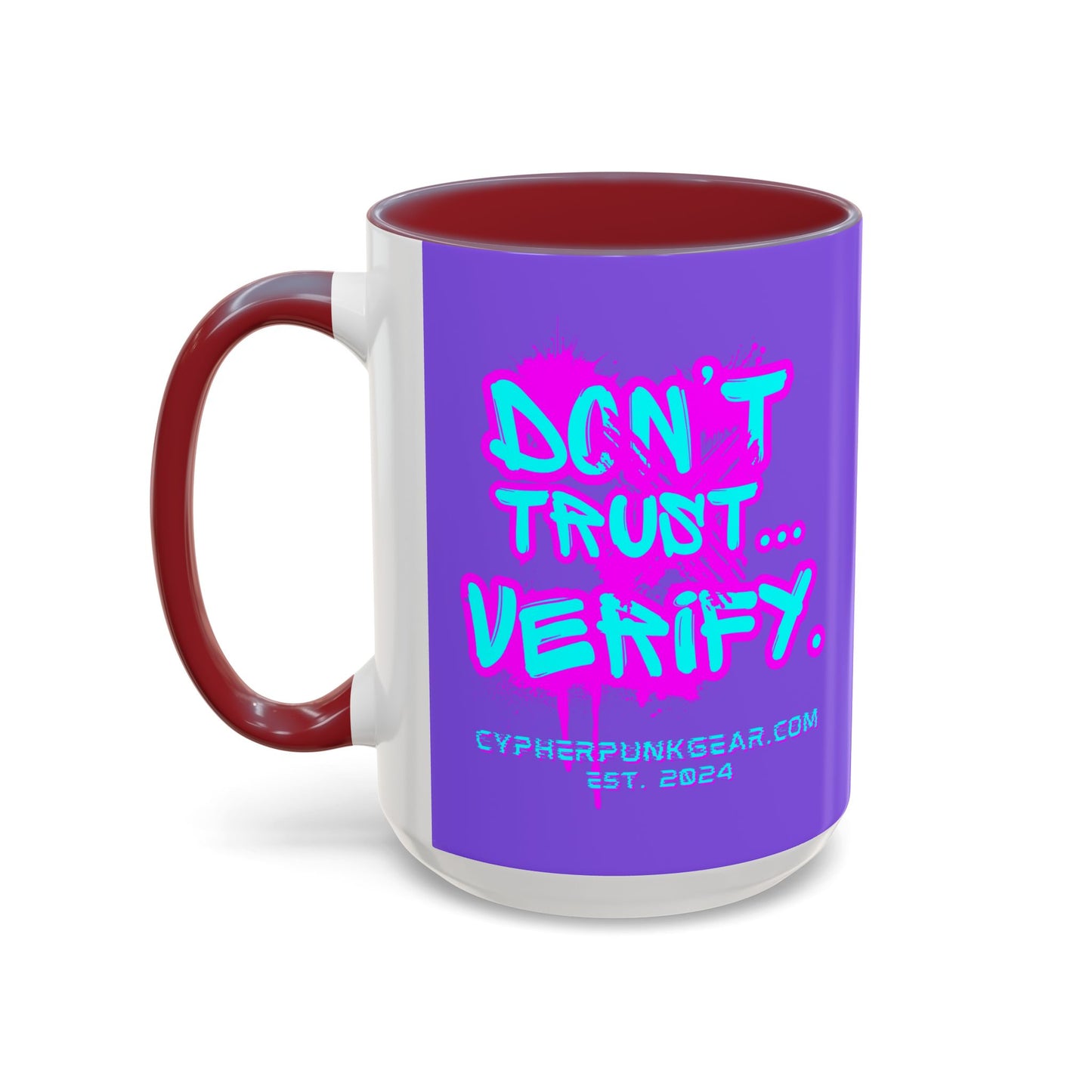 Don't Trust...Verify. Light Purple Accent Mug by cypherpunkgear.com